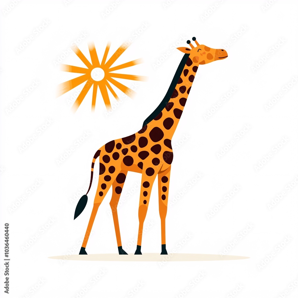 Fototapeta premium Cute Cartoon Giraffe Dancing in a Talent Show