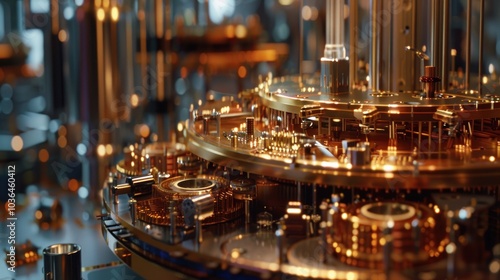 A close-up of quantum computing components being carefully calibrated by a physicist, showcasing the intricate technology used in cutting-edge physics research. photo