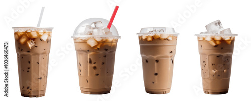 Wallpaper Mural set of iced coffee in plastic cup isolated on transparent background Torontodigital.ca