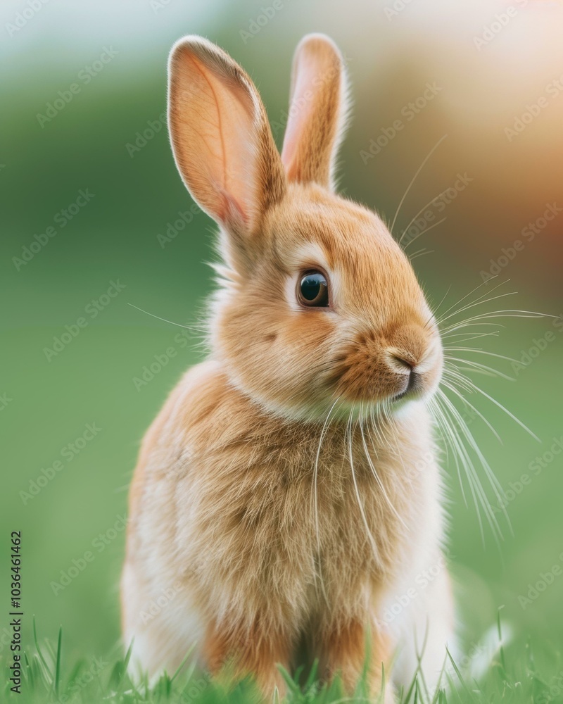 Fototapeta premium A cute bunny sitting in the grass. AI.