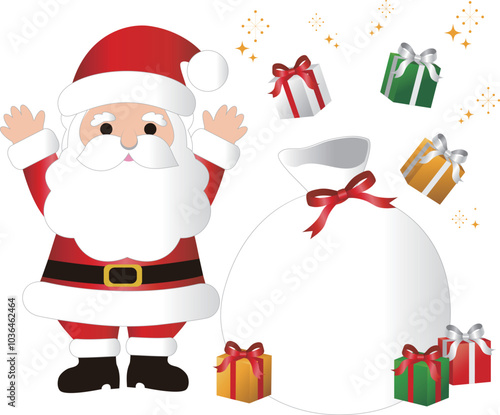 クリスマス　サンタクロース　プレゼント　飾り　イラスト素材