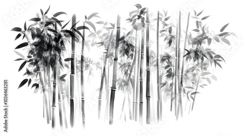 A serene bamboo grove with tall, delicate bamboo stalks