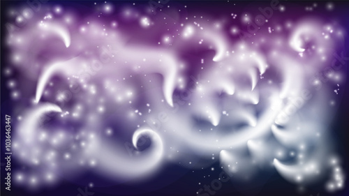 Motion Soft-Glow Thick Curly Purple Lines Whimsical Doodle with Radiant Bokeh Glow Purple Violet Blue