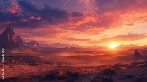 Majestic Sunset Over a Desert Landscape