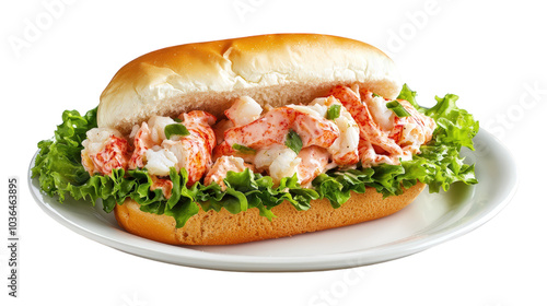 A delicious fresh lobster roll on a buttery bun with crisp lettuce