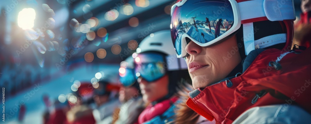 People watching ski jumping mixed team, sports, height People watching ski jumping mixed team, sports, height