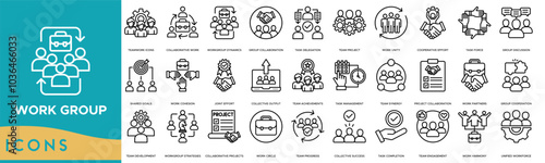 Work Group icon. Teamwork, Collaborative Work, Workgroup Dynamics, Group Collaboration and Task Delegation