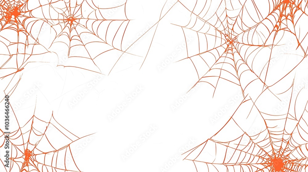 Orange Spider Webs on White Background Orange Spider Webs on White Background