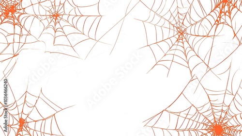 Orange Spider Webs on White Background