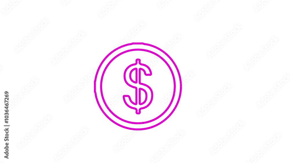 Neon Dollar Sign Icon - Financial Focus and Wealth Concept on Black Background