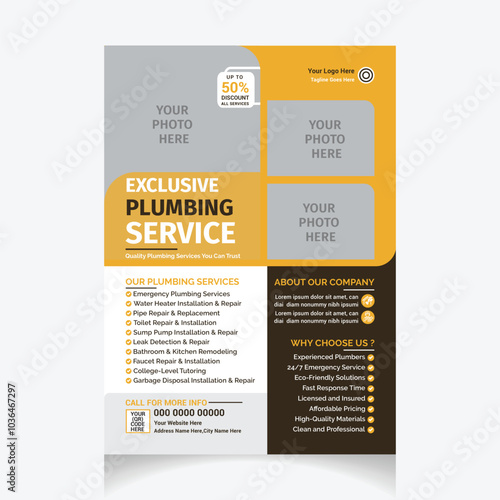 Plumbing Service flyer design layout