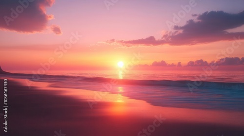 Serene sunset over a tranquil beach, Nature, Peace