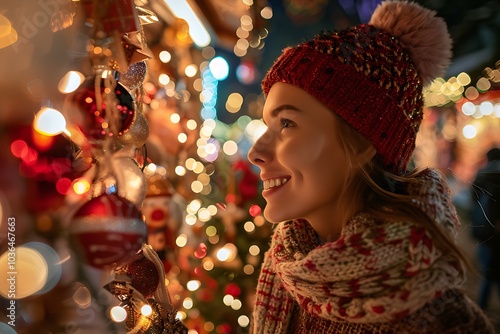 Beautiful European Woman in Winter Season Scene