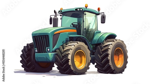 Blue Tractor Cartoon Illustration