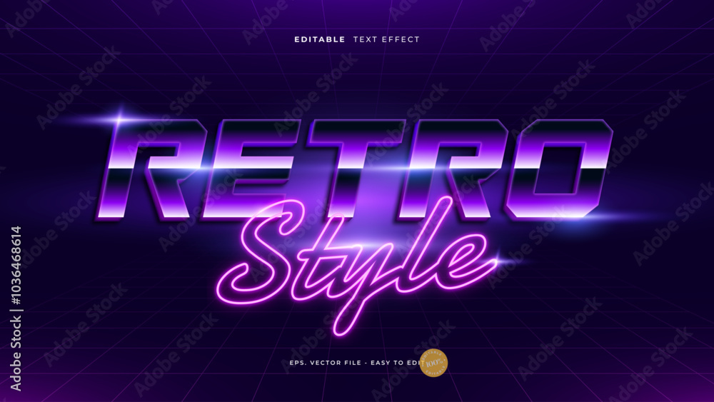 Retro futurism editable text effect, dark purple text style Retro futurism editable text effect, dark purple text style