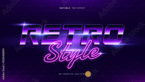 Retro futurism editable text effect, dark purple text style