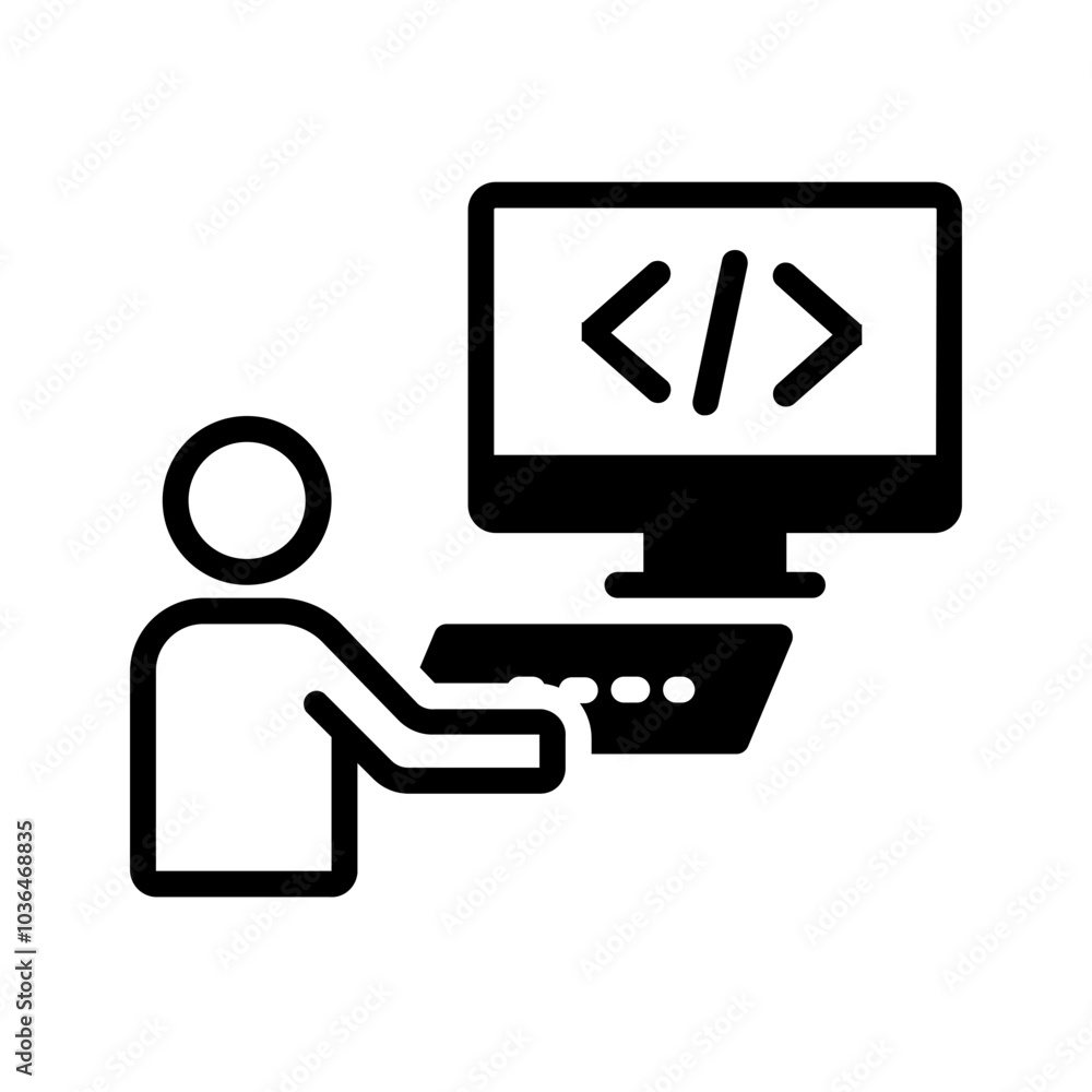 Vector solid black icon for Programming Vector solid black icon for Programming