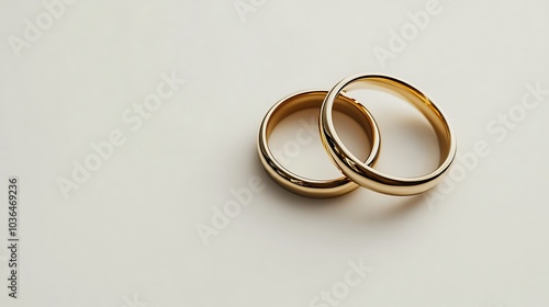 Gold Wedding Bands on White Background