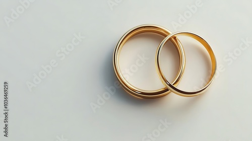 Gold Wedding Bands on White Background