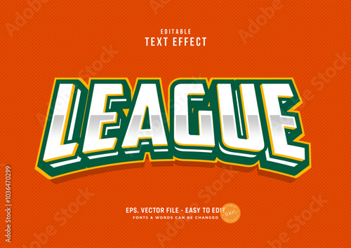 League editable text effect, classic sports text style
