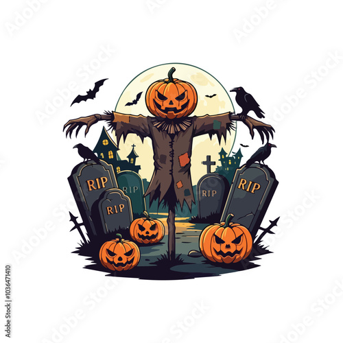 Creepy Halloween Vector Haunted House and Spooky Webs