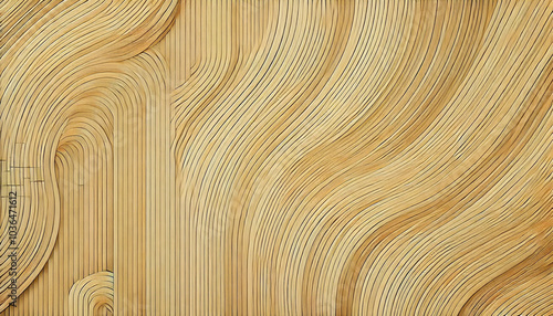 High definition wood texture with a linear bamboo pattern, light yellowish-brown tone, and fine, straight wood grain. photo