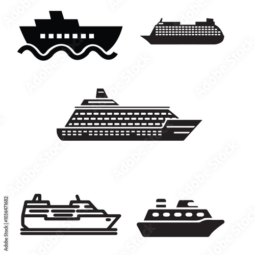 Cruise Ship vector icon set  photo