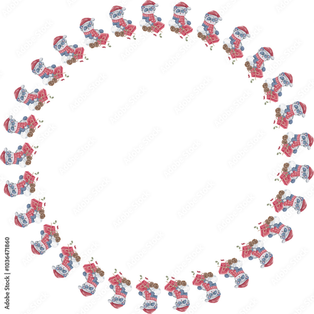 Cute christmas wreath on white background. Vector illustration.