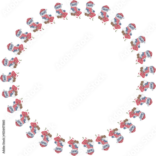 Wallpaper Mural Cute christmas wreath on white background. Vector illustration. Torontodigital.ca