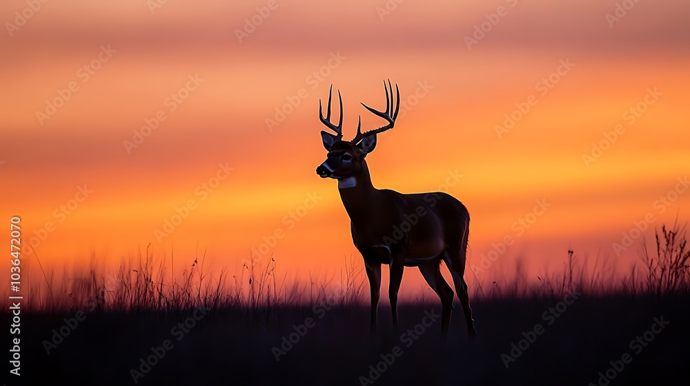 Silhouetted Deer at Sunset Silhouetted Deer at Sunset