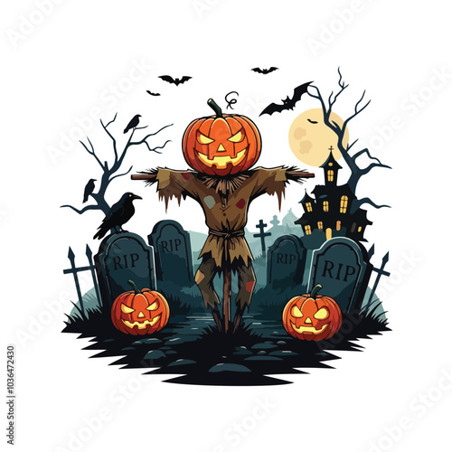 Creepy Halloween Vector Haunted House and Spooky Webs