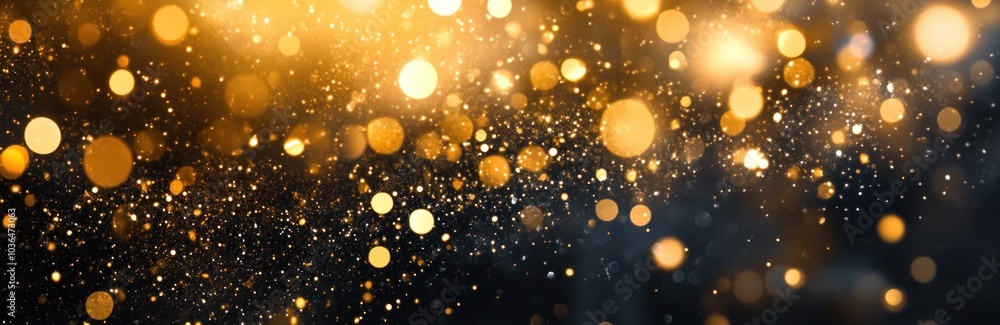 Golden and black glitter bokeh lights on abstract background. Festive theme. Banner. Golden and black glitter bokeh lights on abstract background. Festive theme. Banner.