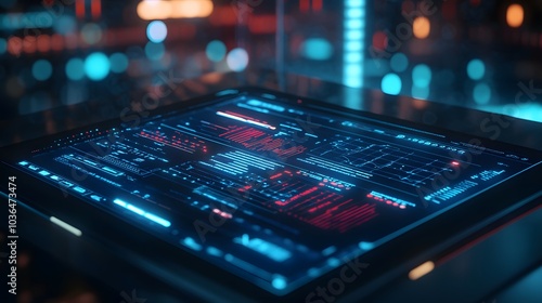 Wallpaper Mural Diagrams projecting from tablet.  Torontodigital.ca