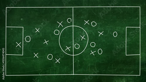 Soccer strategy animation over chalkboard. Whiteboard Soccer