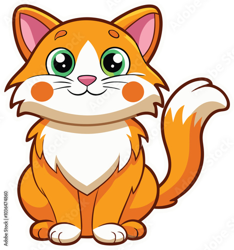Cute Cartoon Orange Tabby Cat Illustration
