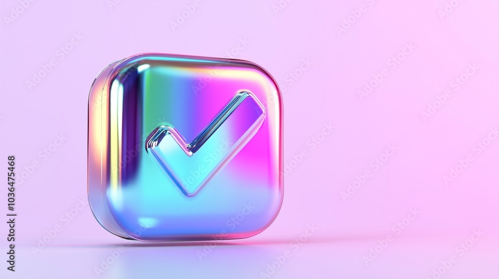 A Colorful 3D Icon Representing a Positive Checkmark Symbol A Colorful 3D Icon Representing a Positive Checkmark Symbol