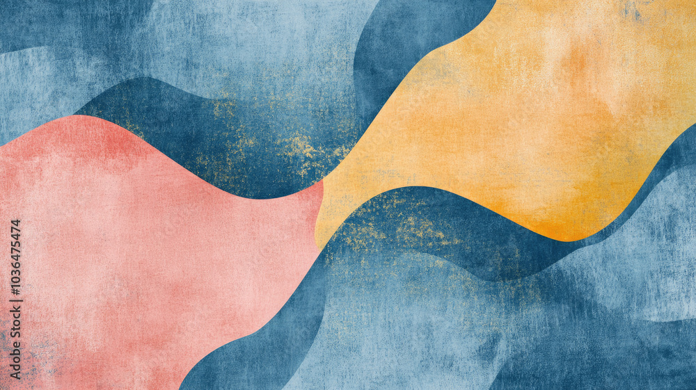Soft pastel abstract waves with blue and pink textures in geometric design Soft pastel abstract waves with blue and pink textures in geometric design