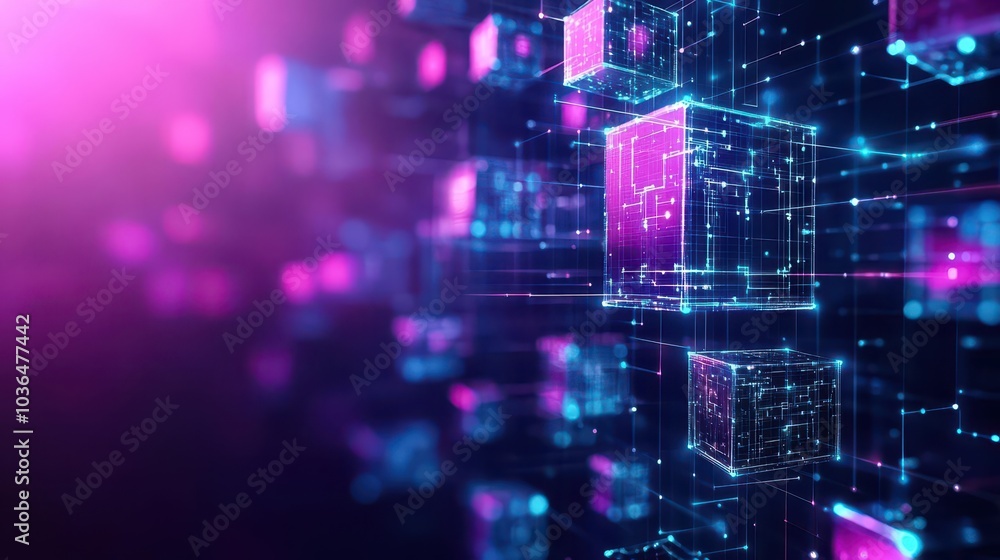 Fototapeta premium Fragmented 3D cubes floating in space