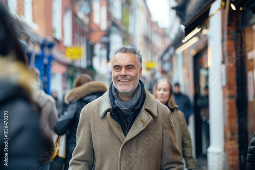 Portrait of a middle-aged man in the street of London. photo