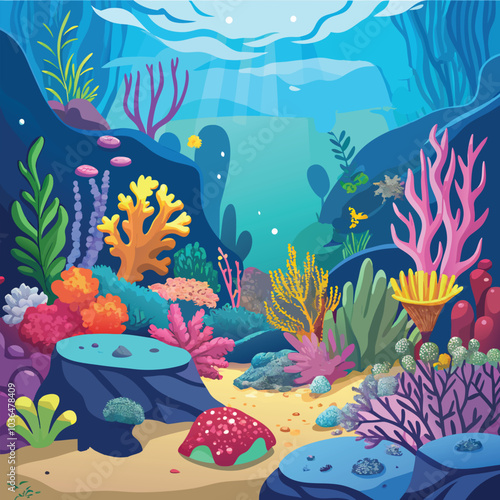 marine underwater sea ocean nature vector illustration