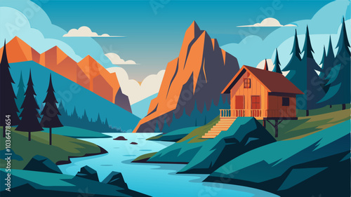 With its proximity to a gurgling stream and towering cliffs the cabin is the perfect base for outdoor enthusiasts to explore and discover the beauty of the mountains.
