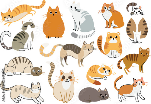 Cute Cartoon Cat Illustrations Collection