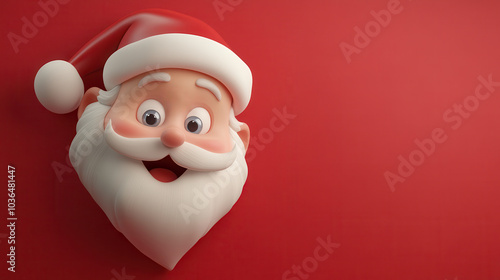 Happy Santa Claus with cheerful expression against red background