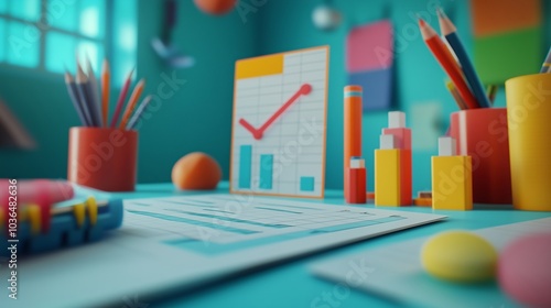 A Creative Workspace Filled with Colorful Supplies and Charts