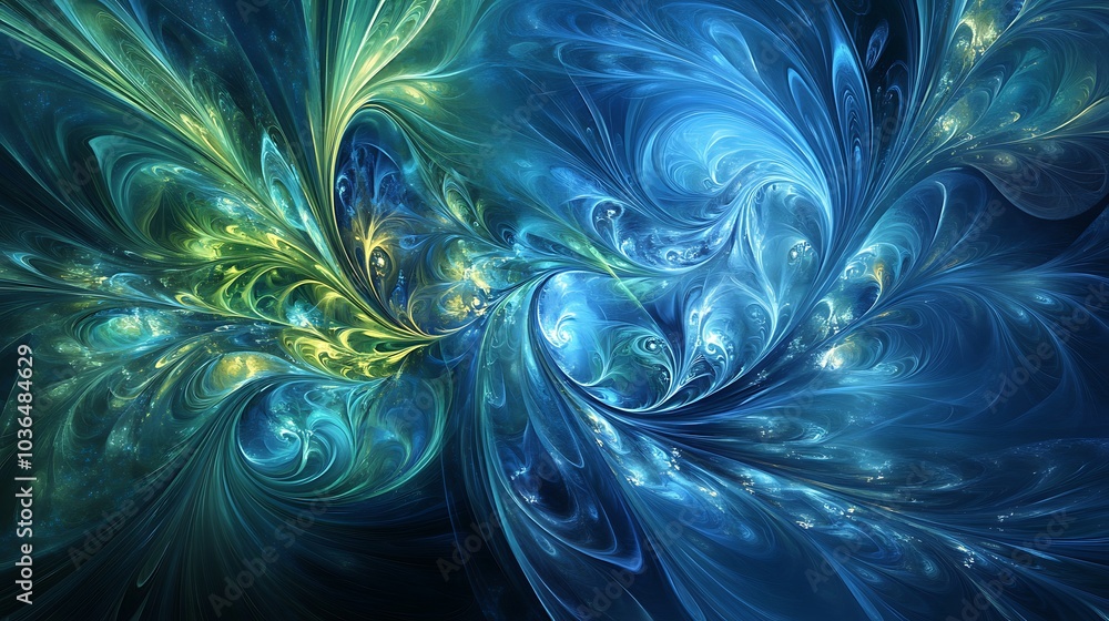 Cosmic Bloom: A Fractal Flower in Blue Hues Cosmic Bloom: A Fractal Flower in Blue Hues
