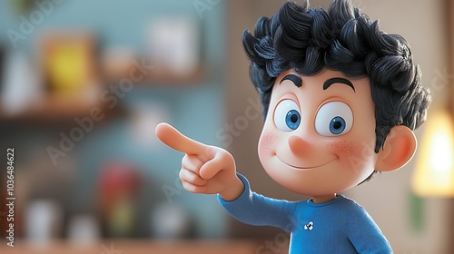 Smiling Cartoon Character Pointing