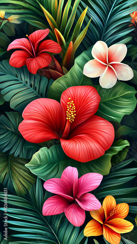 Wallpaper Mural abstract green leaf texture, tropical leaf foliage nature dark green background
 Torontodigital.ca