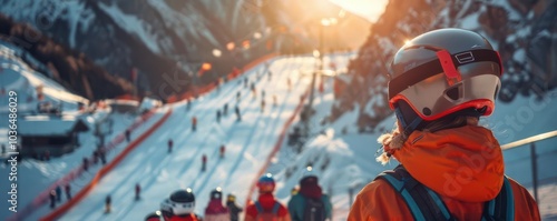 People watching ski jumping mixed team, sports, height