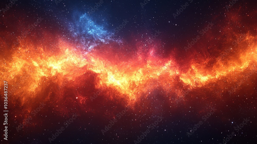 Colorful cosmic nebula emitting vibrant hues in a star-filled galaxy at night Colorful cosmic nebula emitting vibrant hues in a star-filled galaxy at night