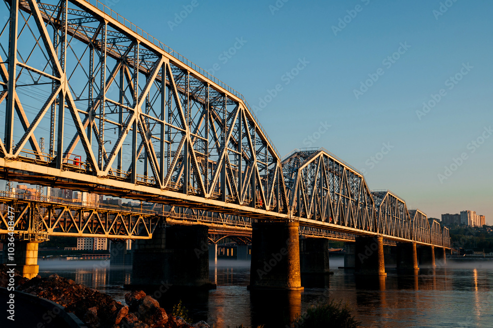railway bridge over the Yenisei River in Krasnoyarsk railway bridge over the Yenisei River in Krasnoyarsk